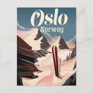 Oslo Norwegen Reise-Skiplakat Feiertagspostkarte