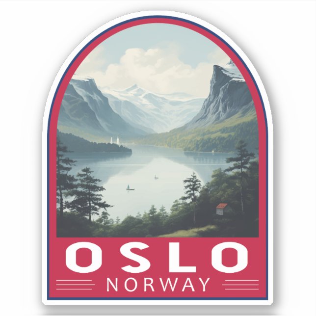 Oslo Norwegen Reisen Art Vintag Aufkleber (Vorderseite)