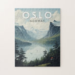 Oslo Norwegen Reisen Art Vintag Puzzle<br><div class="desc">Oslo Retro Vektor Reise Design. Oslo,  die Hauptstadt Norwegens,  liegt an der Südküste des Landes,  an der Spitze des Oslofjords.</div>