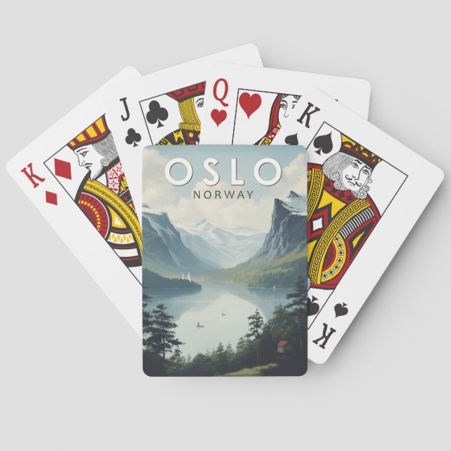 Oslo Norwegen Reisen Art Vintag Spielkarten (Rückseite)