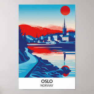 Oslo Norwegen Retro-Kunst Reise Poster