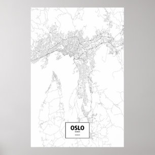 Oslo, Norwegen (schwarz auf weiß) Poster