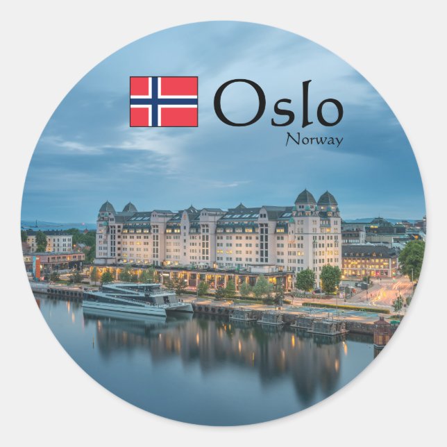Oslo Norwegen Souvenir Runder Aufkleber (Vorderseite)