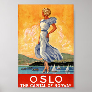 Oslo Norwegen Vintage Reiseposter Restauriert Poster