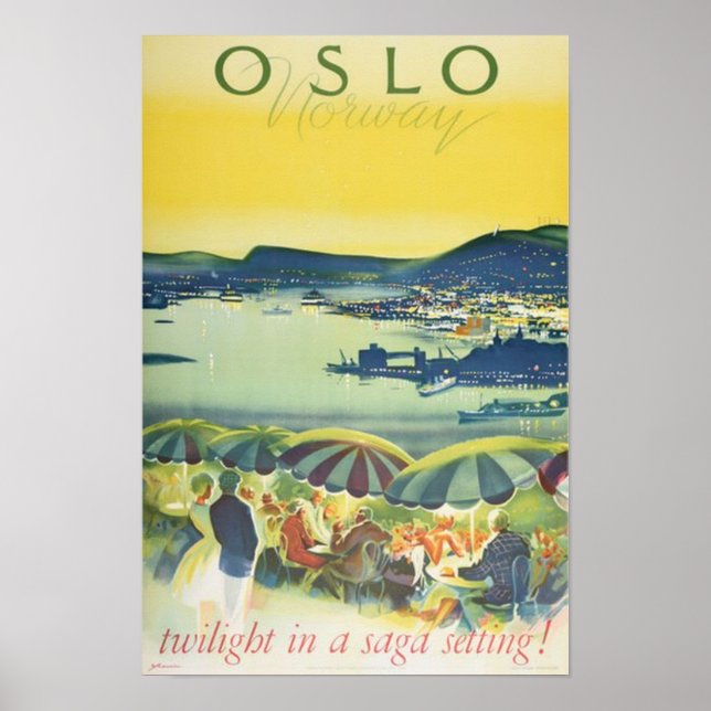 Oslo Norwegen Vintage Travel Poster (Vorne)