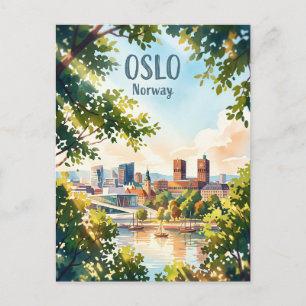Oslo Skyline Norwegen Postkarte