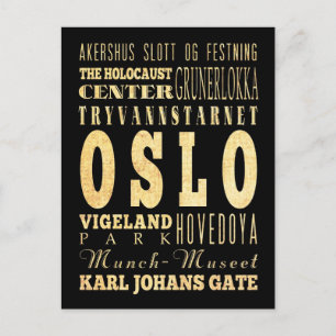 Oslo Stadt Norwegen Typografie Kunst Postkarte
