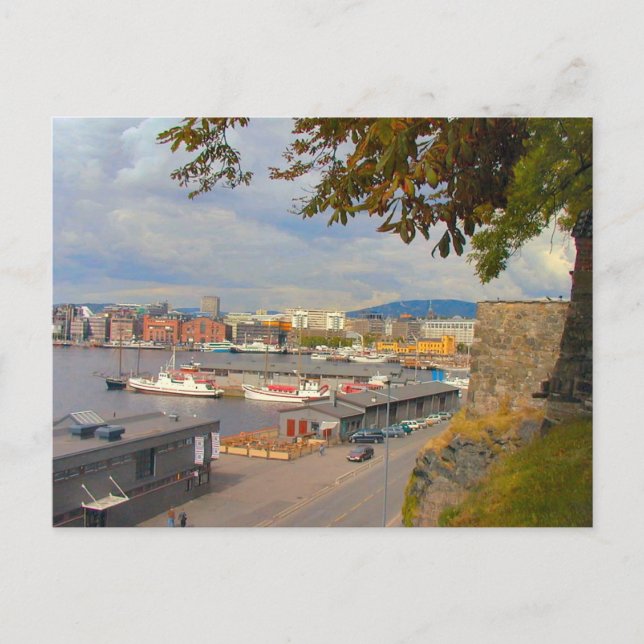 Oslo Ufer und Hafen Postkarte (Vorderseite)