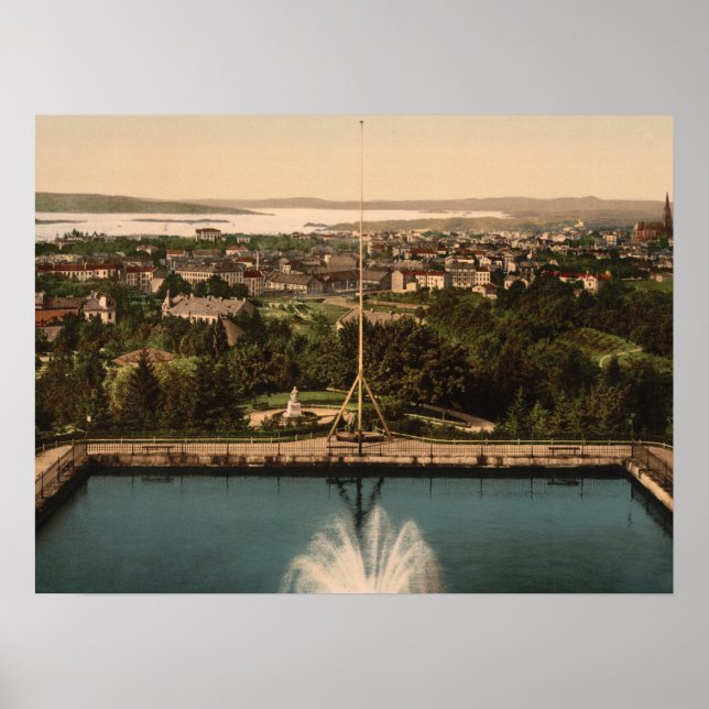 Oslo vom St Hanshaugen Park Norwegen Archivdruck Poster (Vorne)