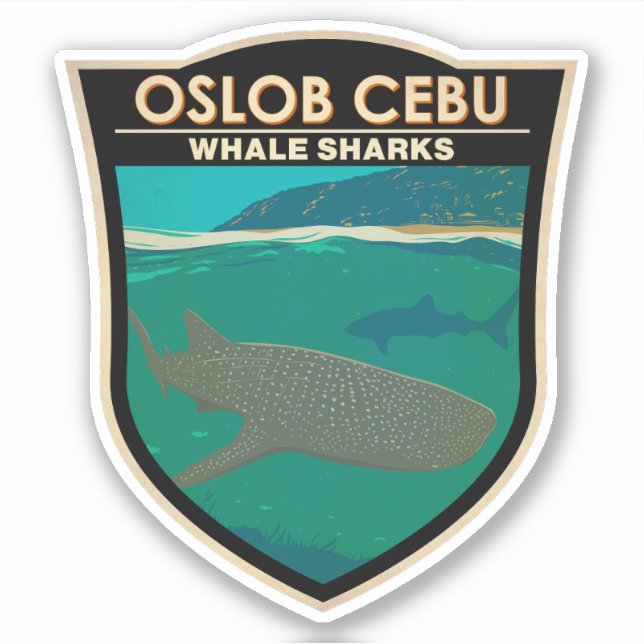 Oslob Cebu Philippines Whale Shark Travel Vintag Aufkleber (Vorderseite)