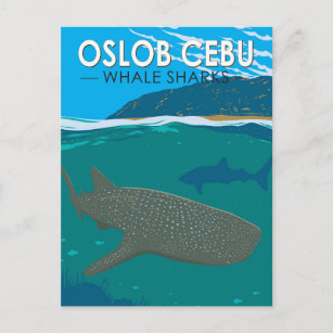 Oslob Cebu Philippines Whale Shark Travel Vintag Postkarte