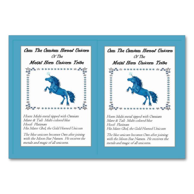 OSM Die Osmium-Horned Unicorn Trading Card Tischnummer (Vorderseite)