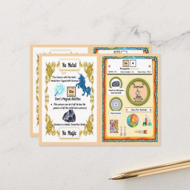 OSM - Osmium Horn Unicorn Game Card Postkarte (Vorderseite/Rückseite Beispiel)