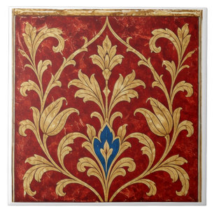 Osmanisch Rot Gold Blumenornament Fliese