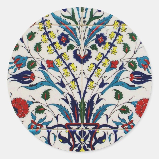 Osmanische Türkei Arabesque Alte Tile Runder Aufkleber (Vorderseite)