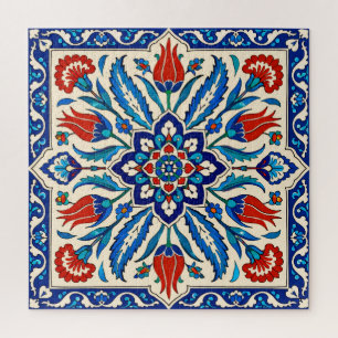 Osmanischer Stil Blau Rot Tulpenmuster Puzzle