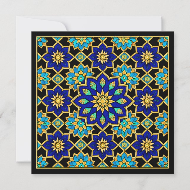 Osmanischer Stil Geschichte Design Blau  Einladung (Vorderseite)