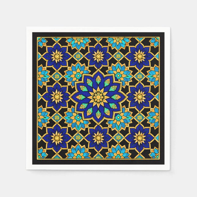 Osmanischer Stil Geschichte Design Blau  Serviette (Vorderseite)