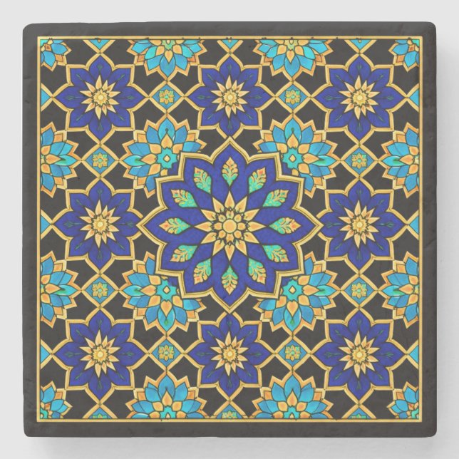 Osmanischer Stil Geschichte Design Blau  Steinuntersetzer (Vorderseite)