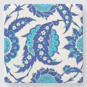 Osmanisches Iznik Saz-Blatt-Blumenmuster Steinuntersetzer