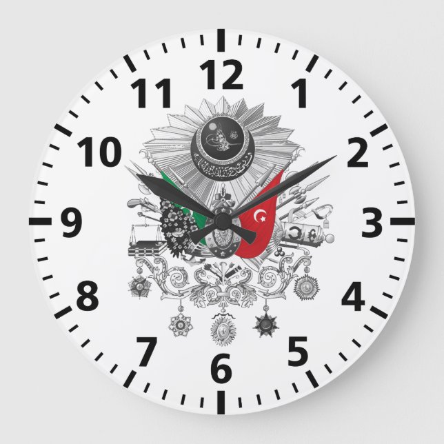 Osmanisches Reich Graustufen-Wappen Große Wanduhr (Vorderseite)