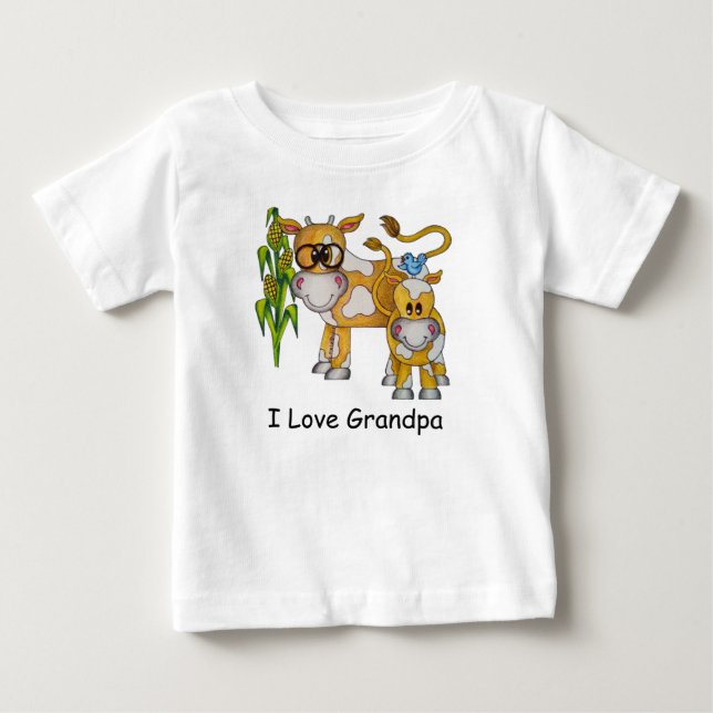 OSO Niedlich "I Liebe Opa" Kuh Baby Romper T-shirt (Vorderseite)