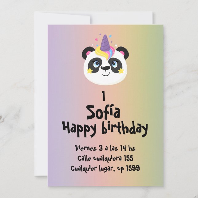Oso panda de cumpleaños  einladung (Vorderseite)