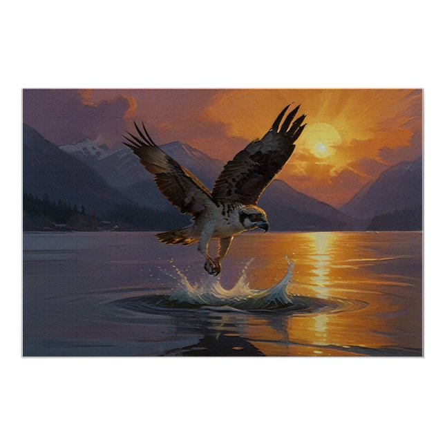 Osprey Fangen bei der Abenddämmerung Poster (Vorderseite)