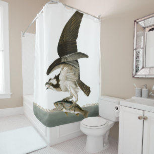 Osprey-Fisch-Falke-Vogel-Ozean Audubon Duschvorhang