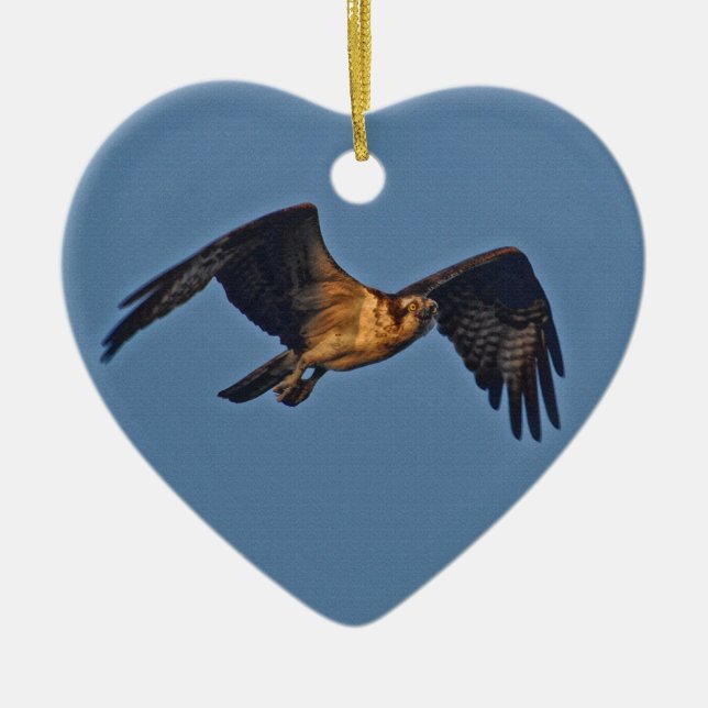 Osprey Fish Eagle Fliegen bei Sonnenuntergang Keramik Ornament (Vorne)