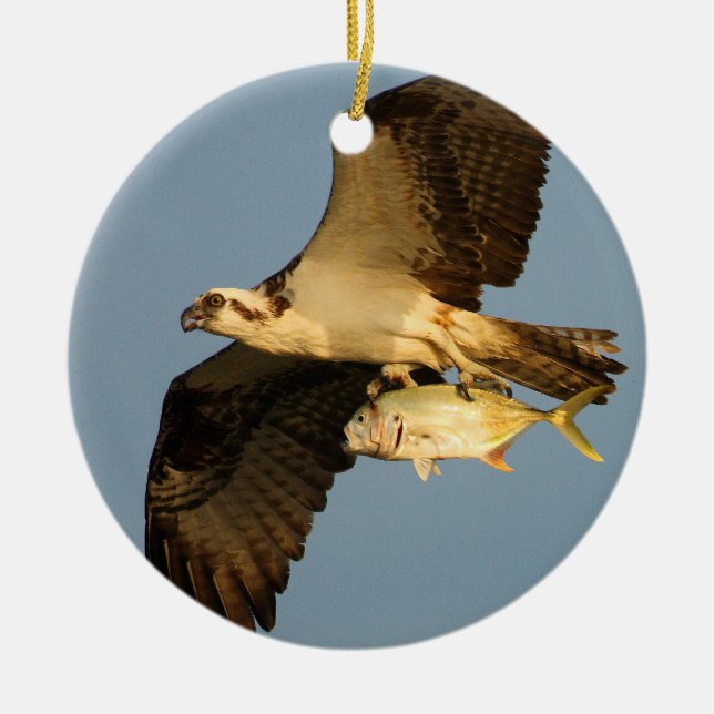 Osprey mit Fischen Keramikornament (Vorne)