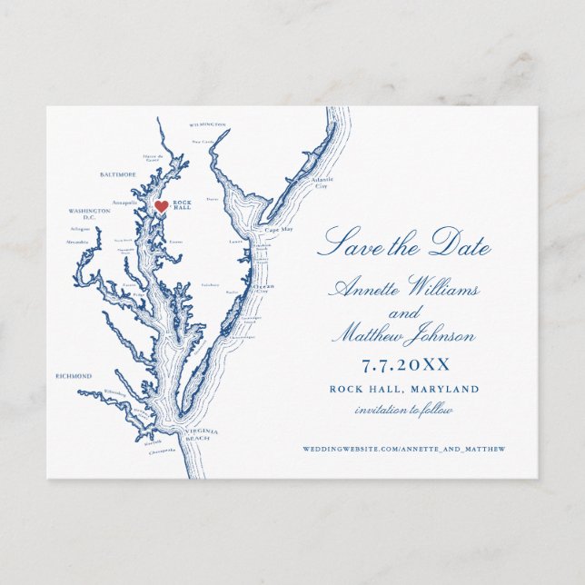Osprey Point Inn Rock Hall MD Save the Date Ankündigungspostkarte (Vorderseite)