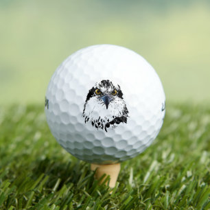 Osprey Zeichnend Schwarz-weiß mit Piercing Eyes Golfball