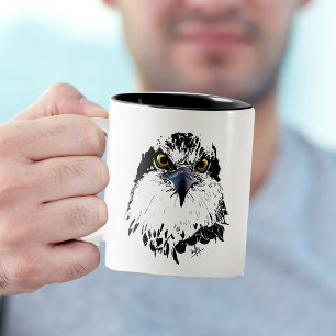 Osprey Zeichnend Schwarz-Weiß-Piercing-Augen Zweifarbige Tasse