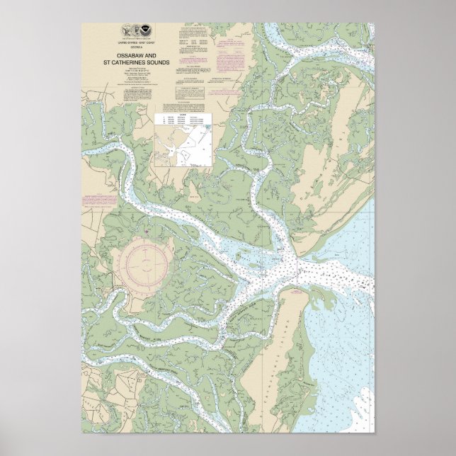 Ossabaw und St Catherines Sounds Chart 11511 Poster (Vorne)