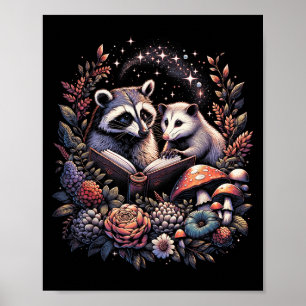 Ossum Waschbär Blumenliebhaber Buch Cottagecore Fe Poster