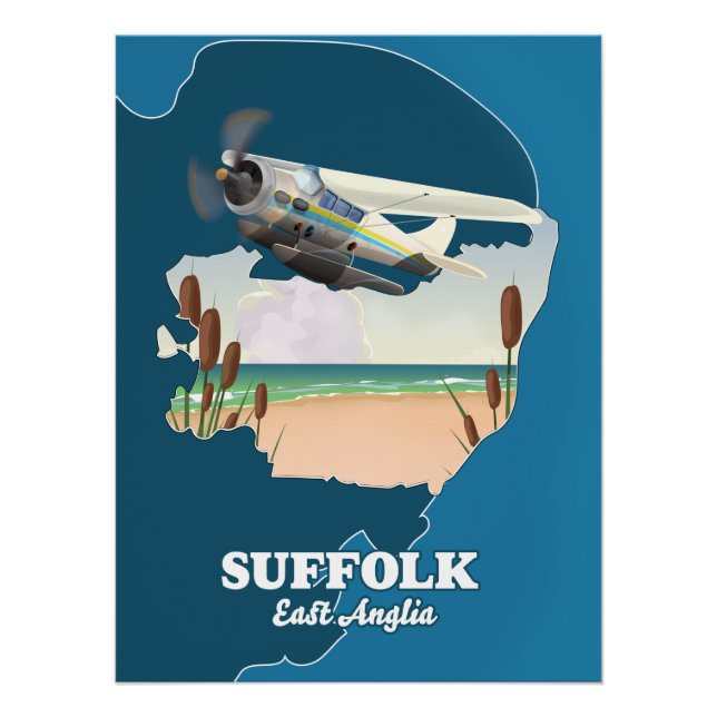 Ost-Anglia-Karte Suffolk Poster (Vorderseite)