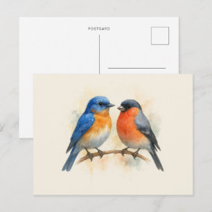 Ost-Bluebird und Bullfinch-Vögel Postkarte