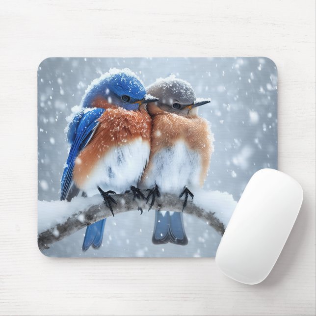 Ost-Bluebirts im Schnee Mousepad (Mit Mouse)