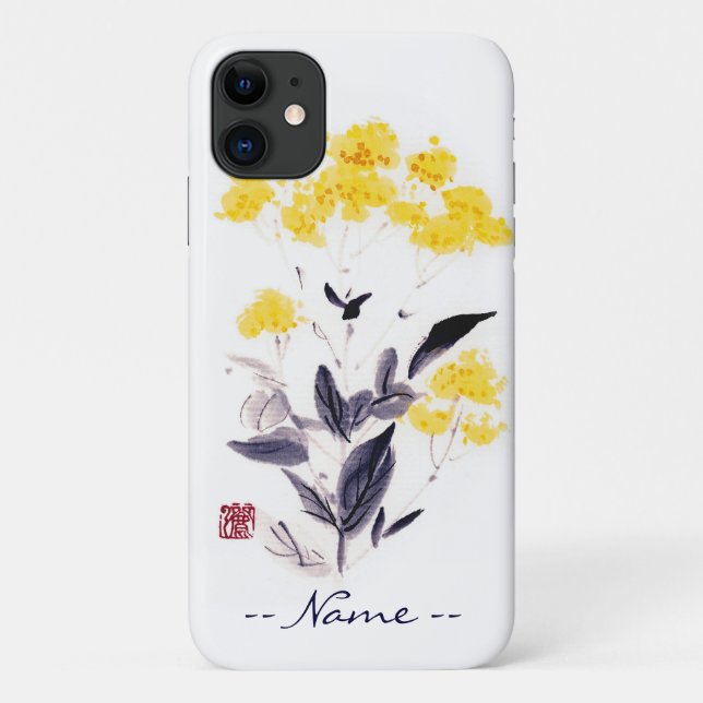 Ost-Chinesische Sumi-e Tintenfarbe Blume Case-Mate iPhone Hülle (Rückseite)