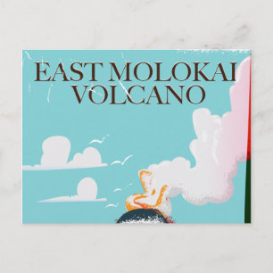 Ost Molokai Vulkan Vintage Hawaii Reiseplakat Postkarte