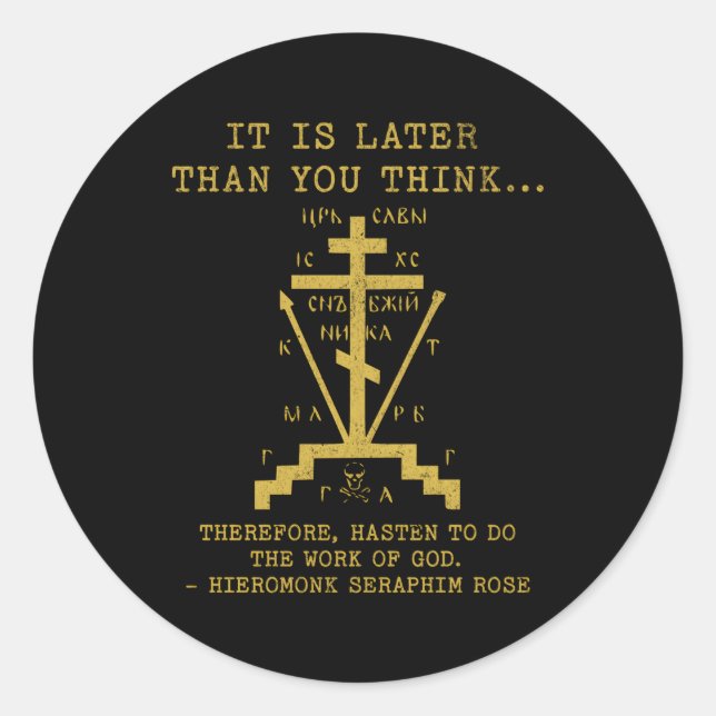 Ost-Orthodoxe Christliches Kreuz Seraphim Rose Runder Aufkleber (Vorderseite)