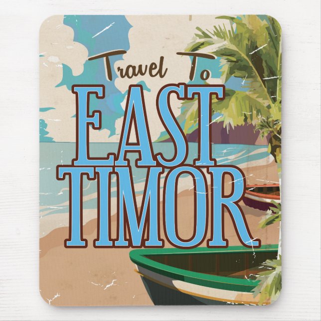 Ost-Timor Vintage Reiseplakatkunst. Mousepad (Vorne)