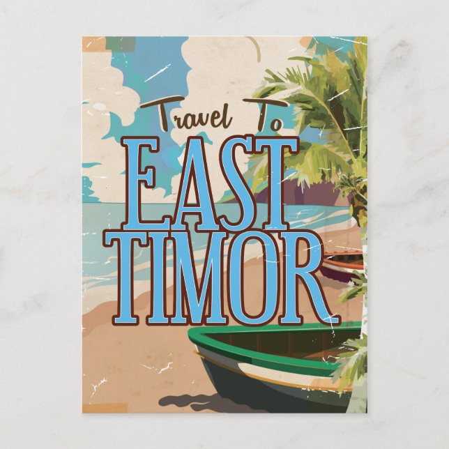 Ost-Timor Vintage Reiseplakatkunst. Postkarte (Vorderseite)