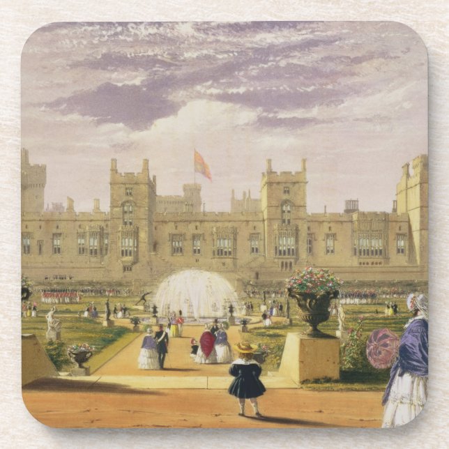 Ostansicht des Schlosses und des Gartens, Windsor Untersetzer (Vorderseite)