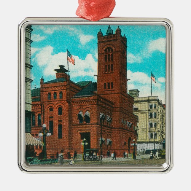 Ostansicht von k-St., das Post betrachtet Silbernes Ornament (Vorne)