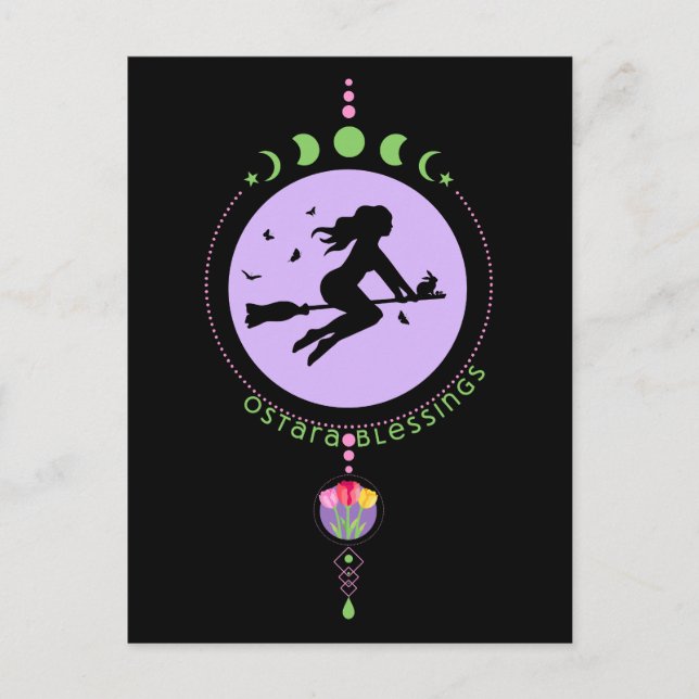 Ostara Blessings Witch Postkarte (Vorderseite)