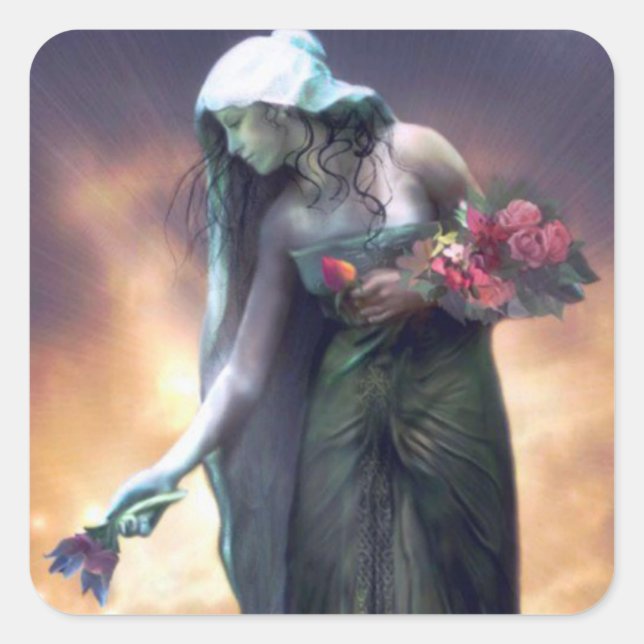 Ostara-Blume Quadratischer Aufkleber (Vorderseite)