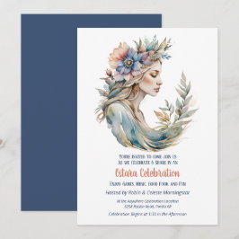 Ostara Frühlings-Tagundnachtgleiche Blumen Göttin  Einladung