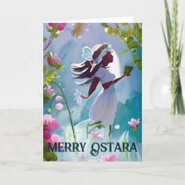 Ostara Goddess Floral Spring Forest Pagan Feiertagskarte